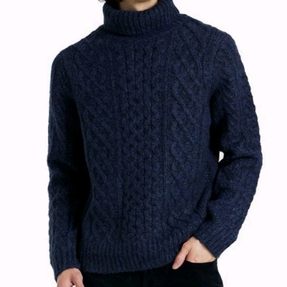 Alex Mill Cable Knit Turtleneck Sweater, Navy Blue, Size Medium, New With Tags